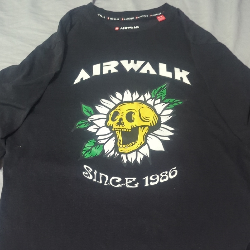 Airwalk Black and Yellow Long Sleeve Tee with Sunburst Design